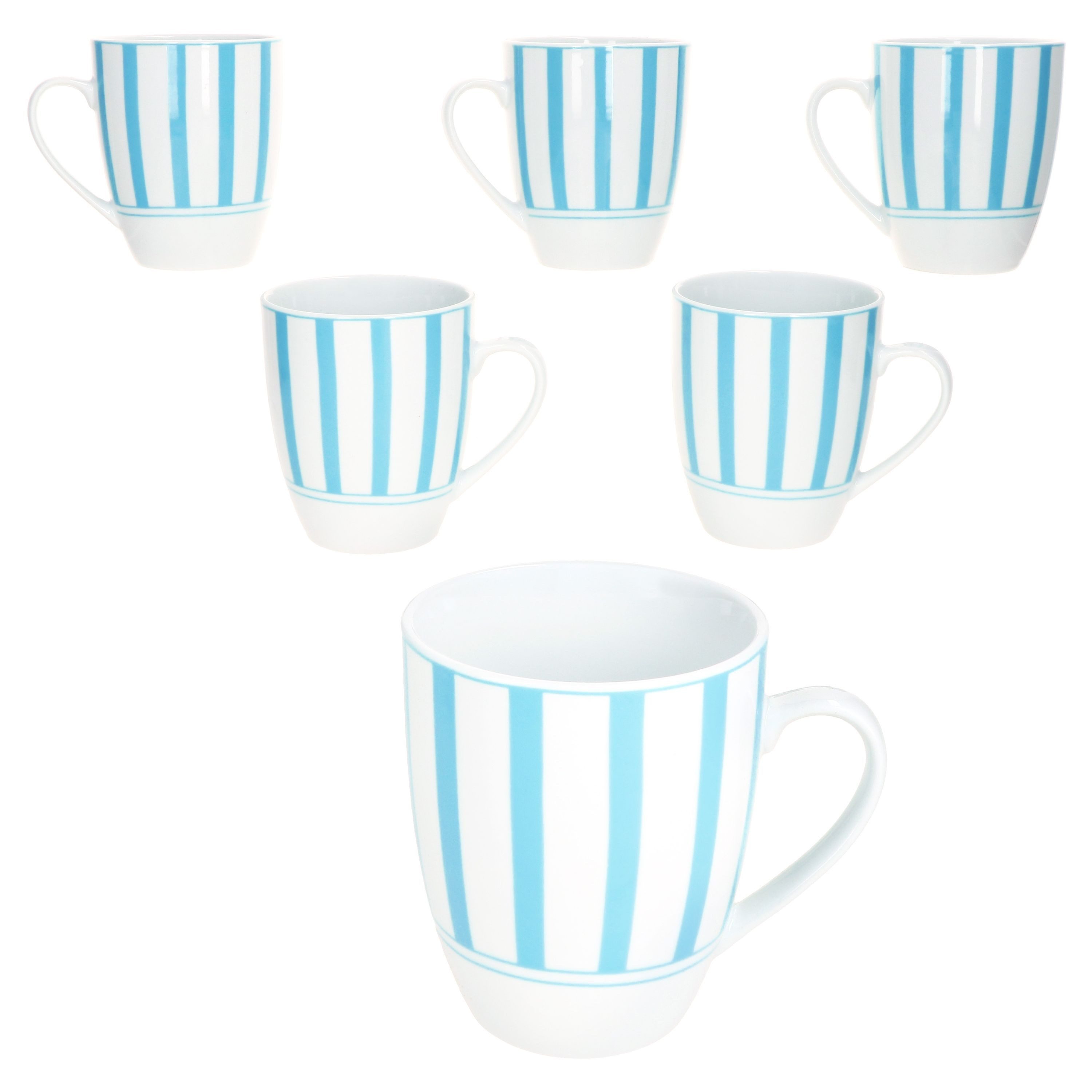 MamboCat Becher Split türkis 6er Set Kaffeebecher 300ml Porzellan-Tasse 6 Personen, Porzellan