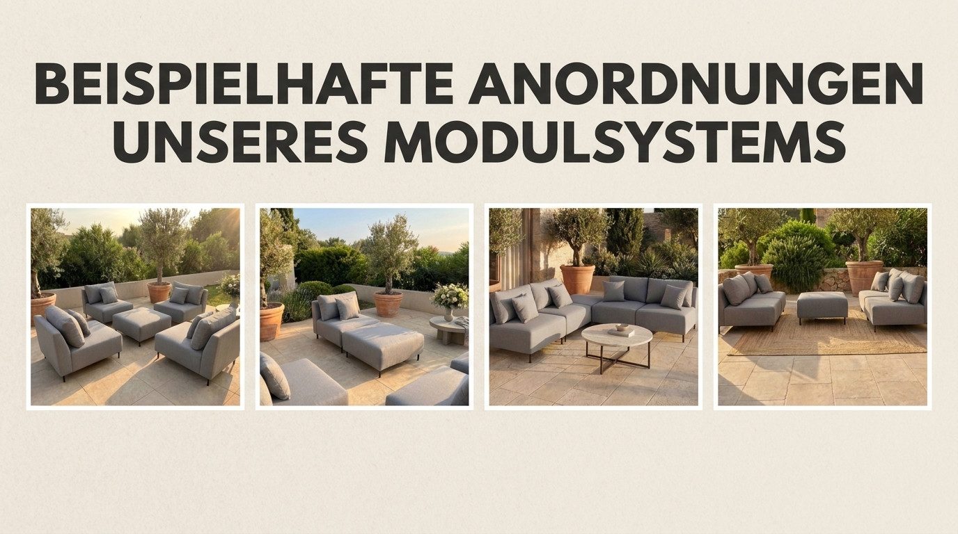 A&J MöbelLand GmbH Gartenlounge-Set Outdoor Lounge Set SUN – Sofa, Sessel und Hocker, (Outdoor Lounge Set für Garten und Terrasse, 3-teiliges modernes Garten Lo – Bild 4 von 5
