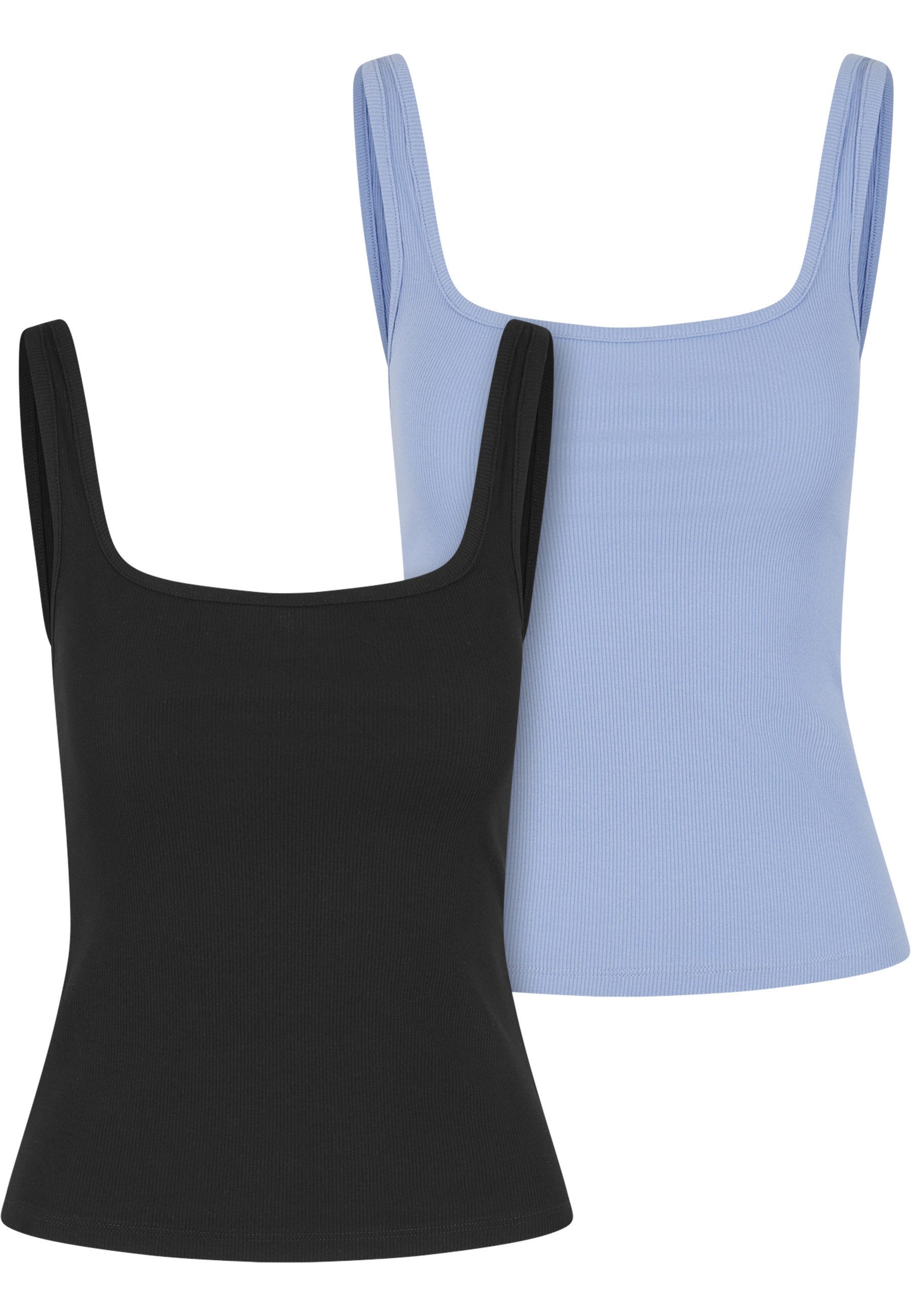 URBAN CLASSICS Muskelshirt Urban Classics Ladies Wide Neck Rib Top 2-Pack (1-tlg)