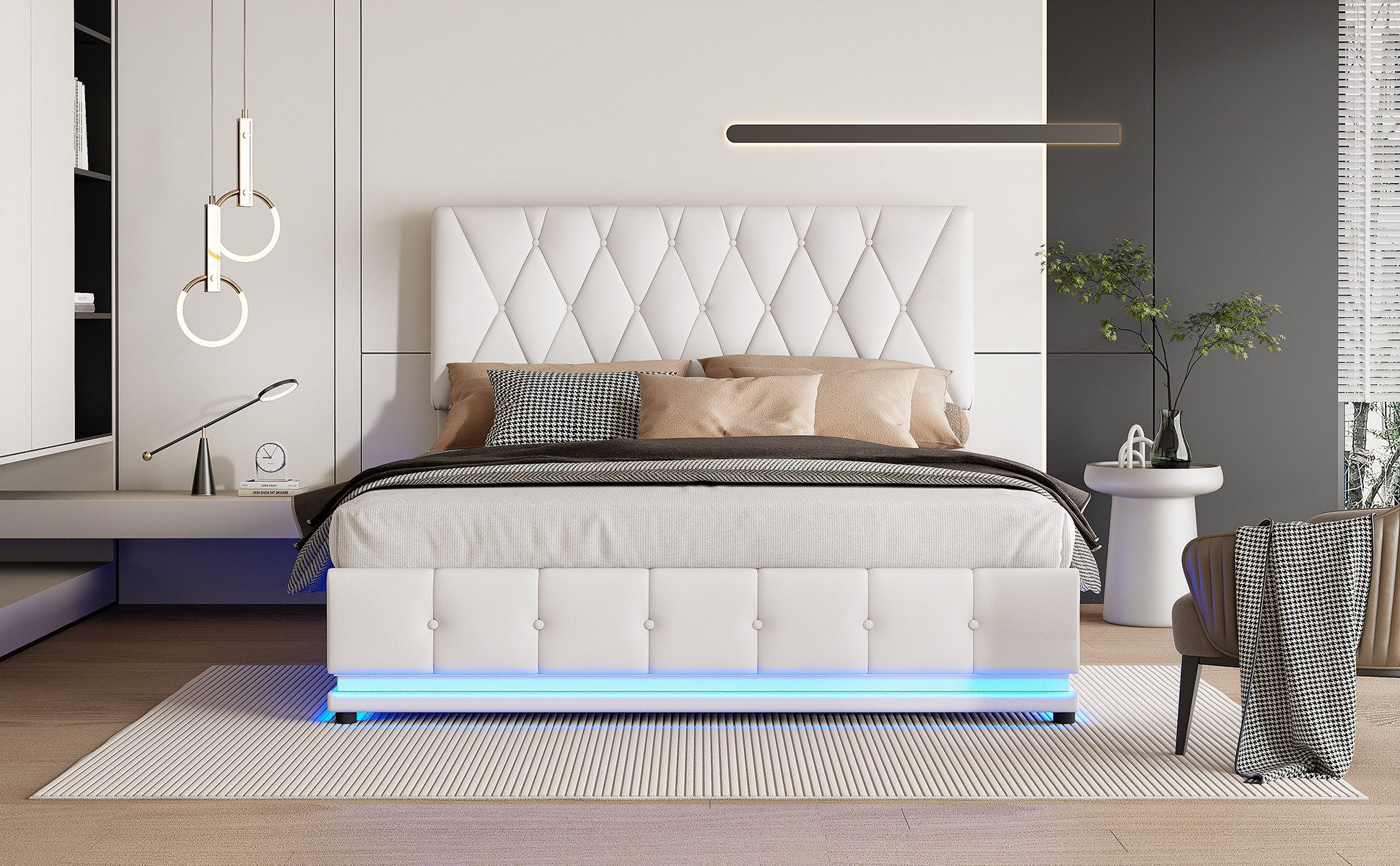 FUROKOY Polsterbett Modernes Bett mit LED günstig online kaufen
