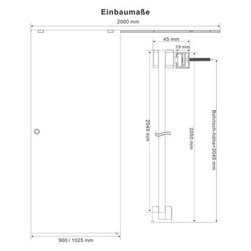 AQUALAVOS Schiebetür Glasschiebetür Sicherheitsglas Schiebetür Vollsatinierte Zimmertür (Komplett-Set), 8 mm ESG Explosionsschutzfolie Glastür, Laufschiene Aluminium