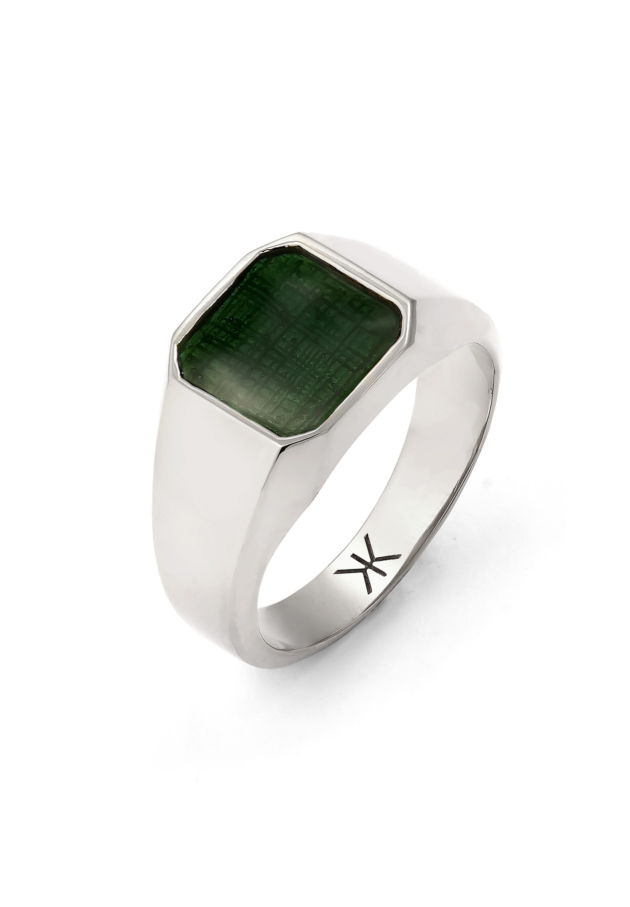 Kuzzoi Siegelring Siegelring Emaille Grün Basic 925 Silber