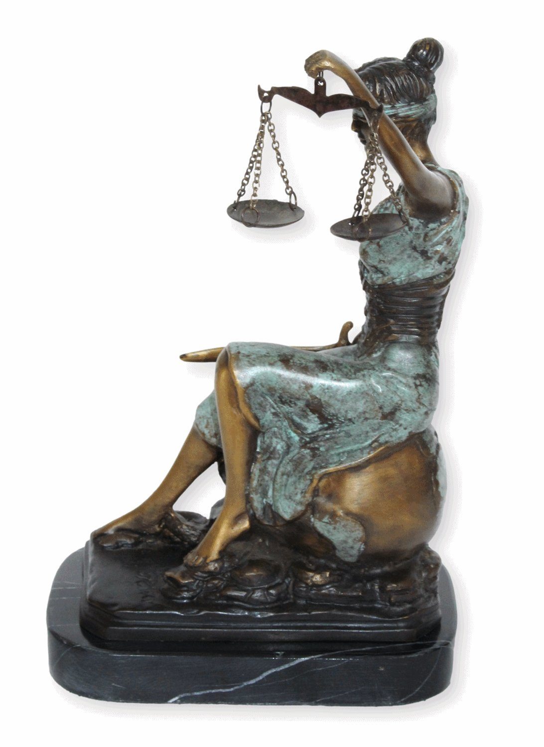 GartenDeko Dekofigur Justitia Bronze JS cm 29 Bronzefigur Waage mit Skulptur Justizia H