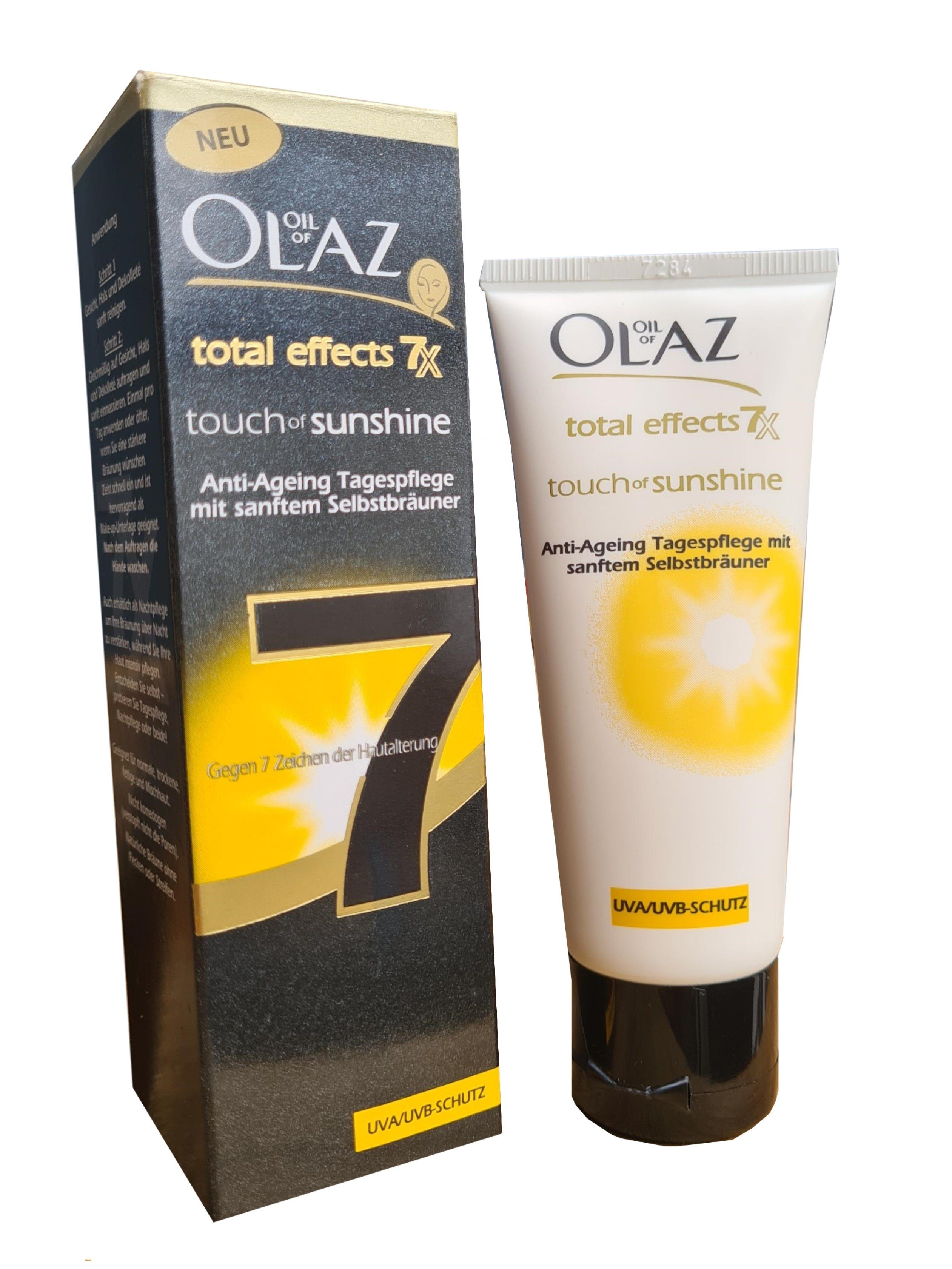 OLAZ Tagescreme Total Effects fleckenfreie Feuchtigkeitspflege Anti-Aging Creme Tagescreme Frauen Naturkosmetik straffung, Feuchtigkeitscreme 1-tlg., Creme Selbstbräuner Touch von mit & Falten alle Pflege E Unreiner, Sunshine für up Bräune, mit Vitamin für 40ml & of Aussehen, für Make Anti Beauty Hautcreme Hautcreme natürliche jüngeres Schutz Hauttypen Haut