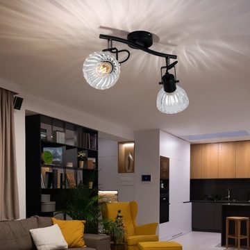 etc-shop LED Deckenspot, Leuchtmittel nicht inklusive, Deckenleuchte Deckenlampe Strahler beweglich Wohnzimmerlampe 2 flammig