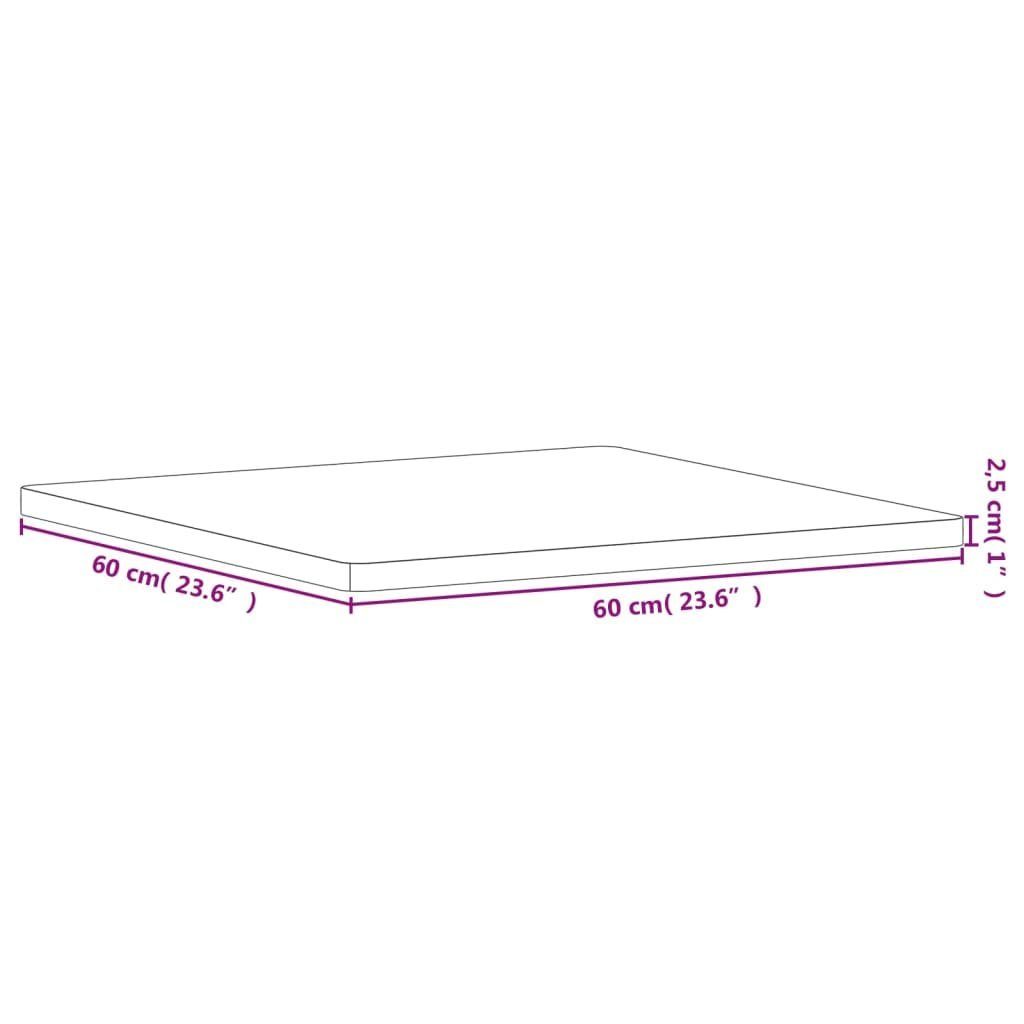 60x60x2,5 furnicato cm Tischplatte Buche Massivholz Quadratisch