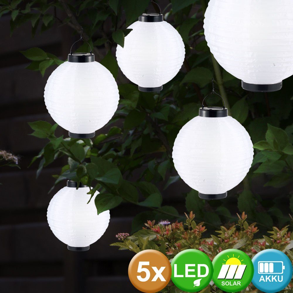 etc-shop LED Solarleuchte, 5er Set Garten Solar Lampen LED Hänge Leuchten  Lampion Außen Beleuchtung Laternen weiß online kaufen | OTTO