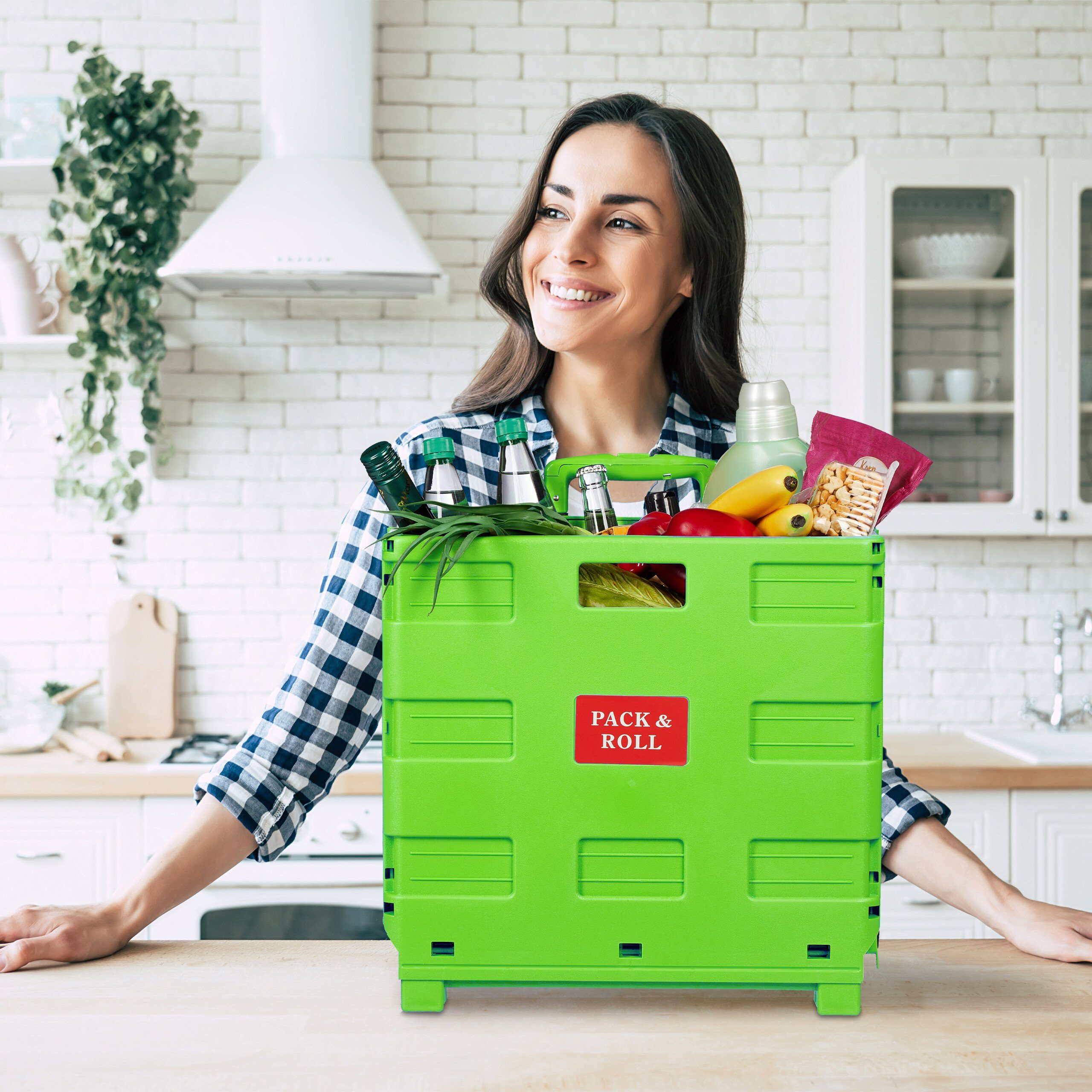 relaxdays Einkaufstrolley Klappbarer Einkaufstrolley, Grün günstig online kaufen