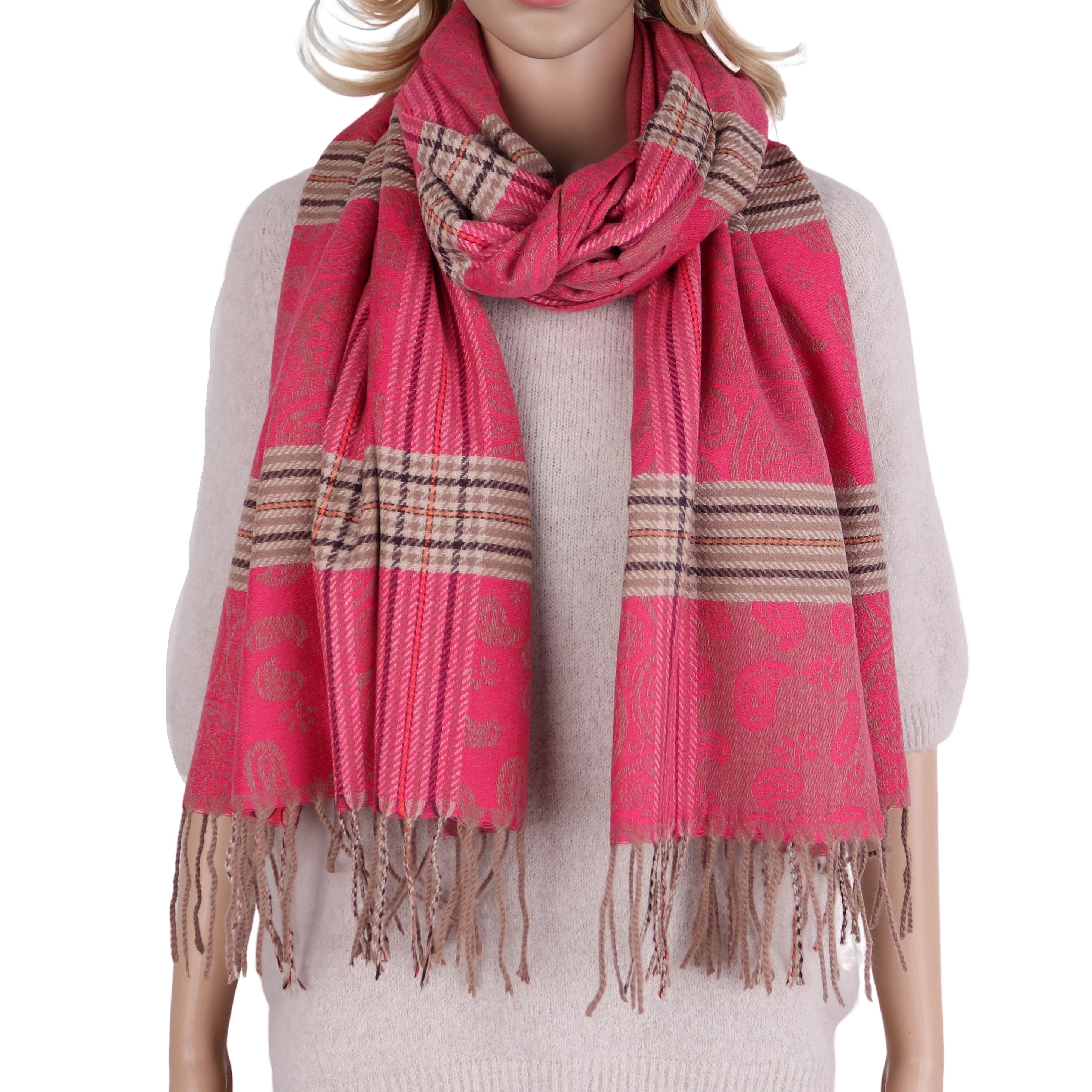 MIRROSI Modeschal weicher und warmer Schal mit Fransen, ca.70x180cm, (Paisl günstig online kaufen
