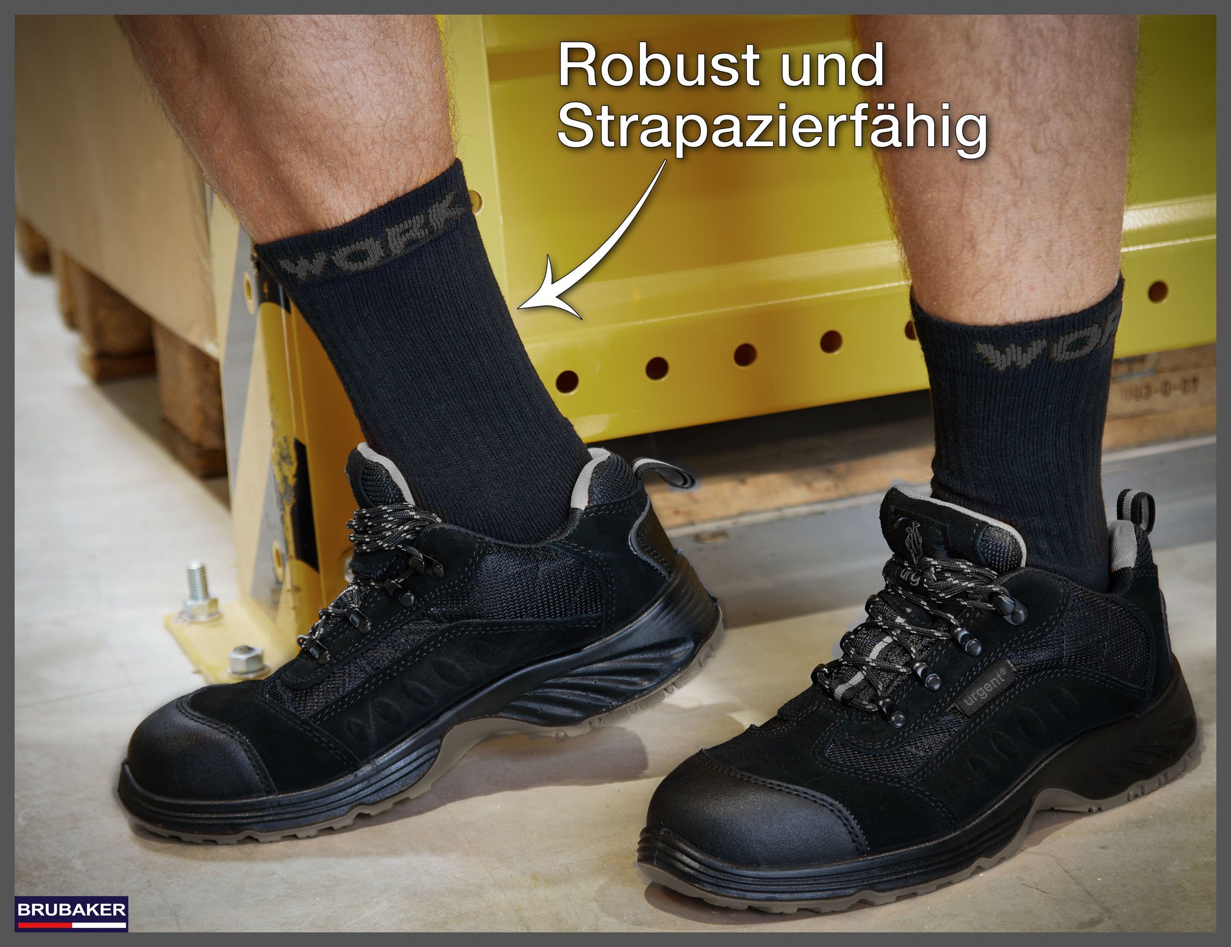 BRUBAKER Arbeitssocken für Herren Work Sicherheitsschuhe - (Verstärkter 10-Paar, und Zehenbereich, Ideal Fersen der Funktionssocken für auf Socken Halt für atmungsaktiver Arbeit optimalen Baumwolle) Arbeitsschuhe aus und Robuste