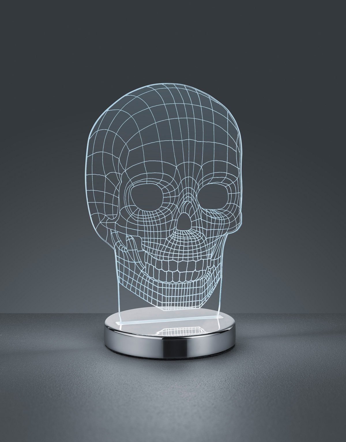 TRIO Leuchten LED Tischleuchte Skull, einstellbar Design, Tischlampe, Acrylplatte, Lichtfarbe Farbwechsel, integriert, Farbwechsler, Totenkopf LED fest