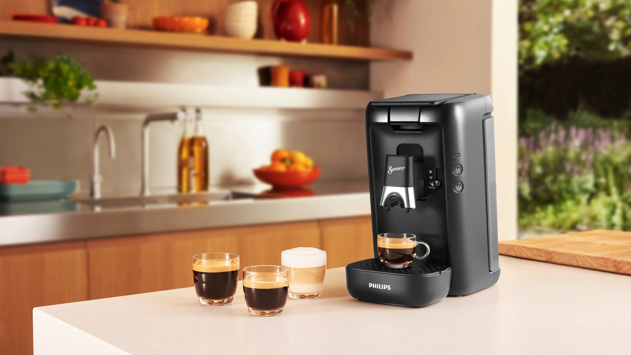 64 CSA260/65, Philips 200 Maestro Senseo Kaffeepadmaschine aus kaufen +3 Pads bis Plastik, und Memo-Funktion, € recyceltem zurückerhalten 80% Senseo Kaffeespezialitäten,