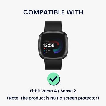 kwmobile Smartwatch-Hülle 2x Kunststoff Hülle für Fitbit Versa 4 / Sense 2, Schutzrahmen - Glitzer Schutzhülle in Transparent Schwarz