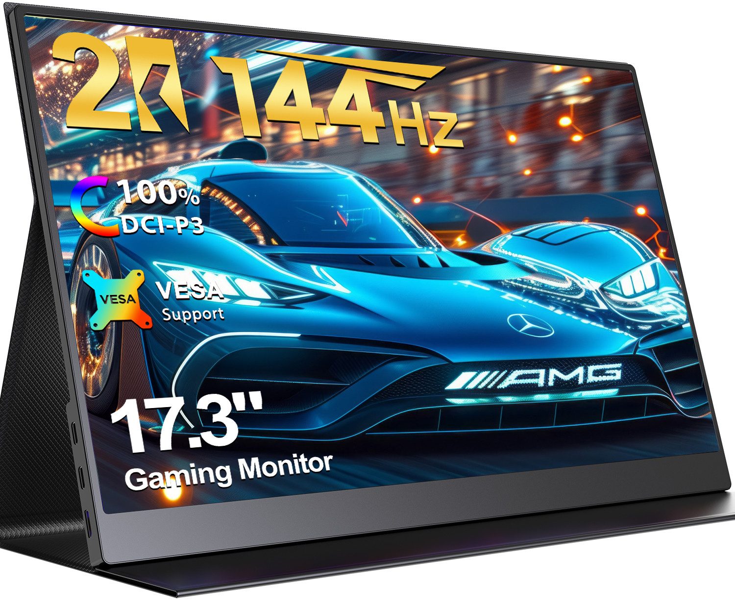 UPERFECT Tragbarer Monitor, Gaming Monitor Portabler Monitor (43,94 cm/17.3 ", 2560 × 1440 px, QHD, 16 ms Reaktionszeit, 144 Hz, IPS)