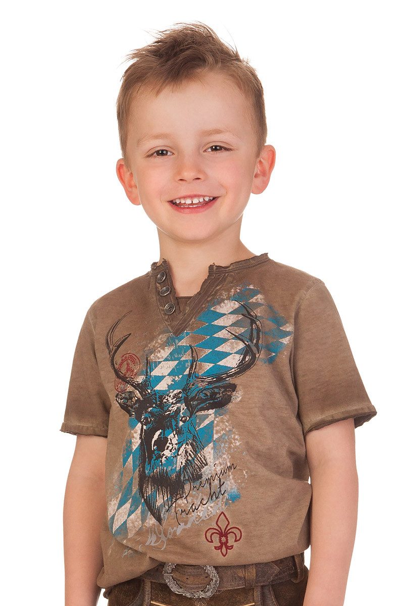 Hangowear Trachtenhemd Trachtenshirt Kind - FERDI KIDS BAVARIA - braun