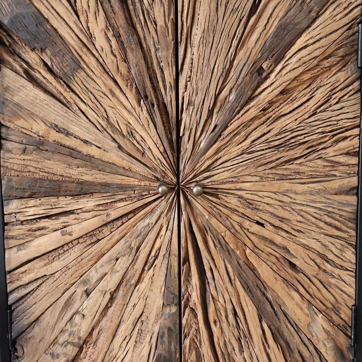 baario Highboard Highboard MERID Altholz, Metall & recyceltes Altholz Stern Design Sonne Handarbeit