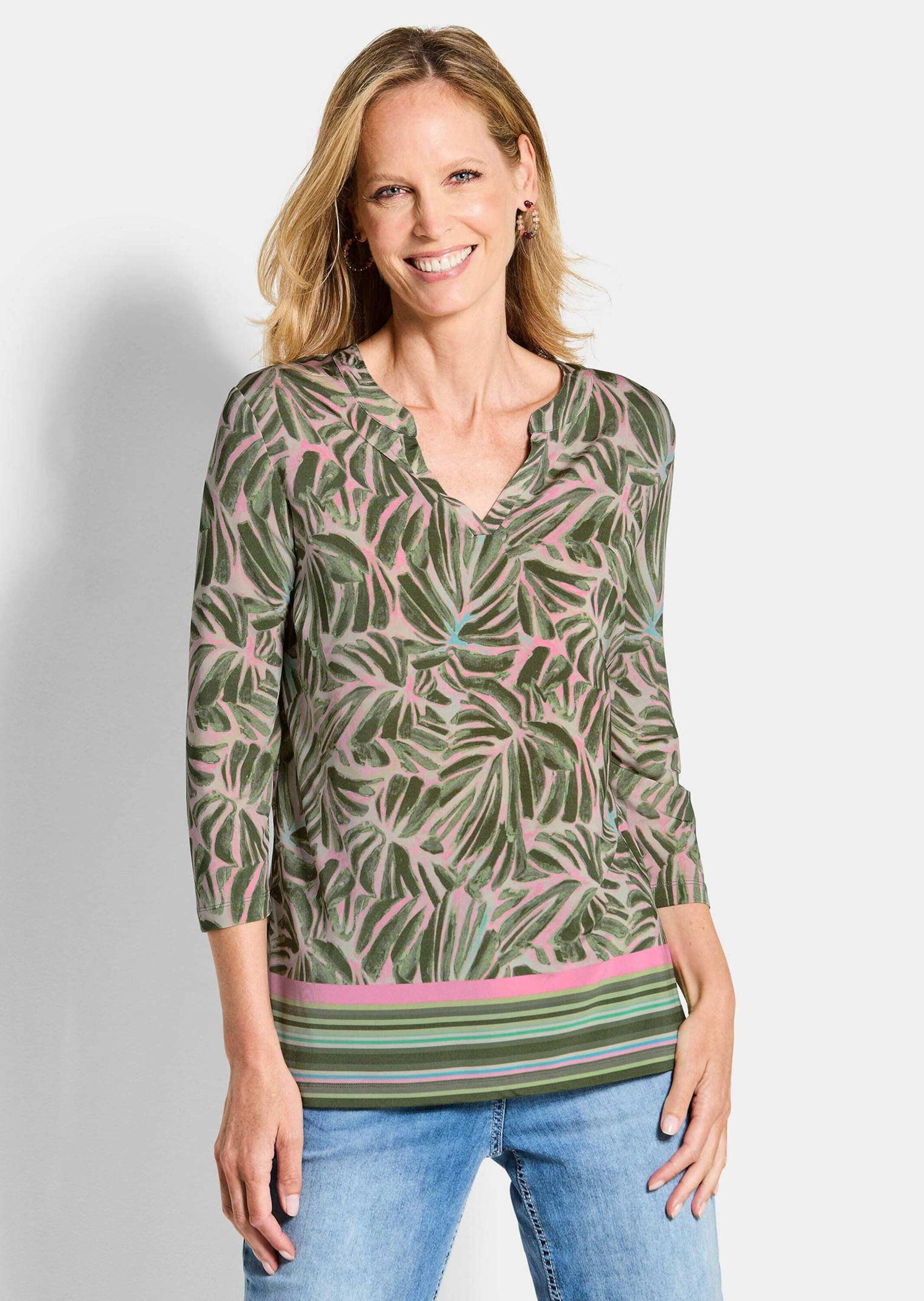 GOLDNER Print-Shirt Jerseyshirt mit floralem Design Cityshirt mit Rundhalsa günstig online kaufen