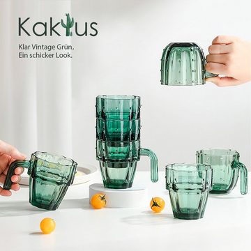 HomeGuru Glas Glas-Set, stapelbar, Wasserglas, Saftglas, Kaktusform,kreativ,Geschenk