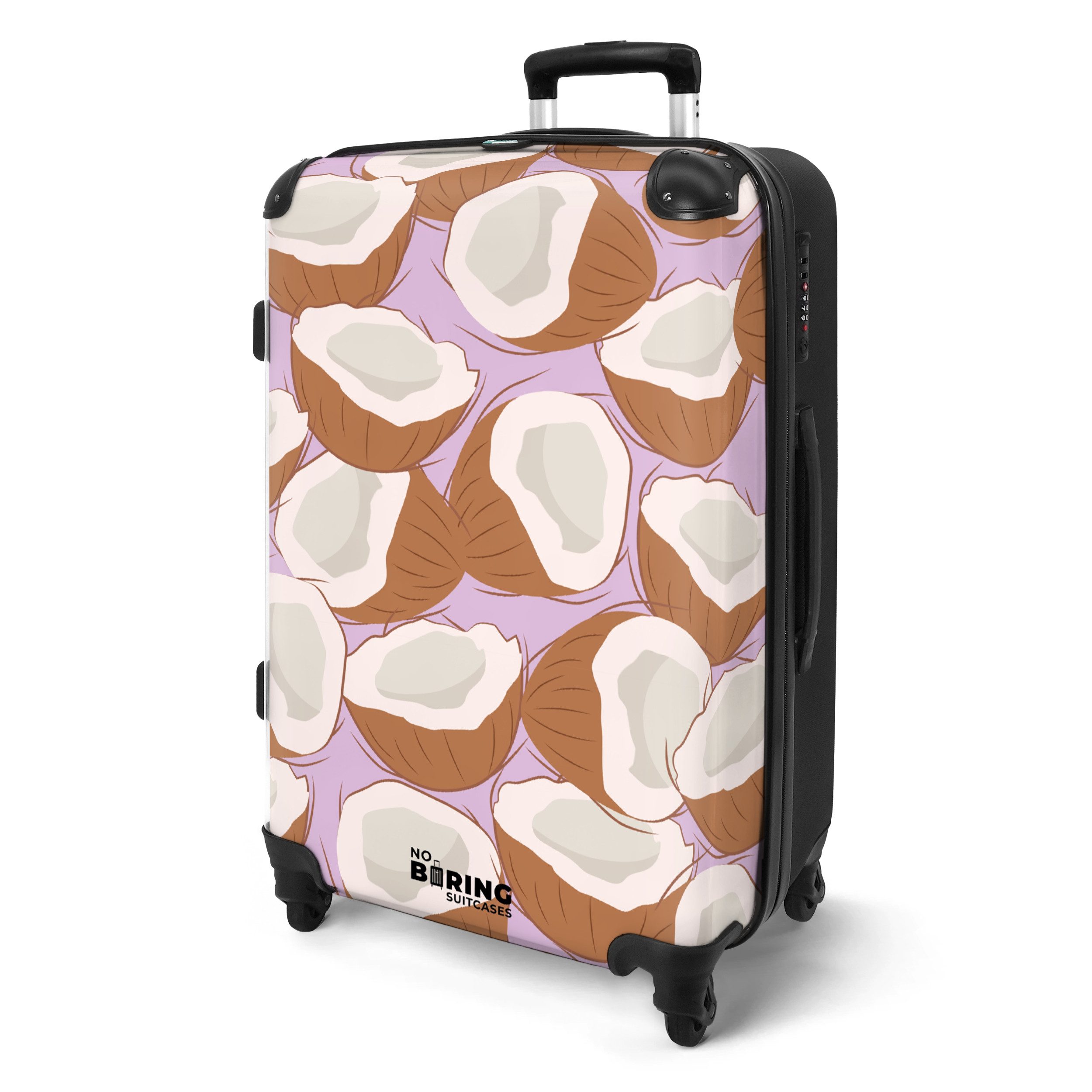 NoBoringSuitcases.com© Hartschalen-Trolley Rosa mit Kokosnuss-Aufdruck 67 günstig online kaufen