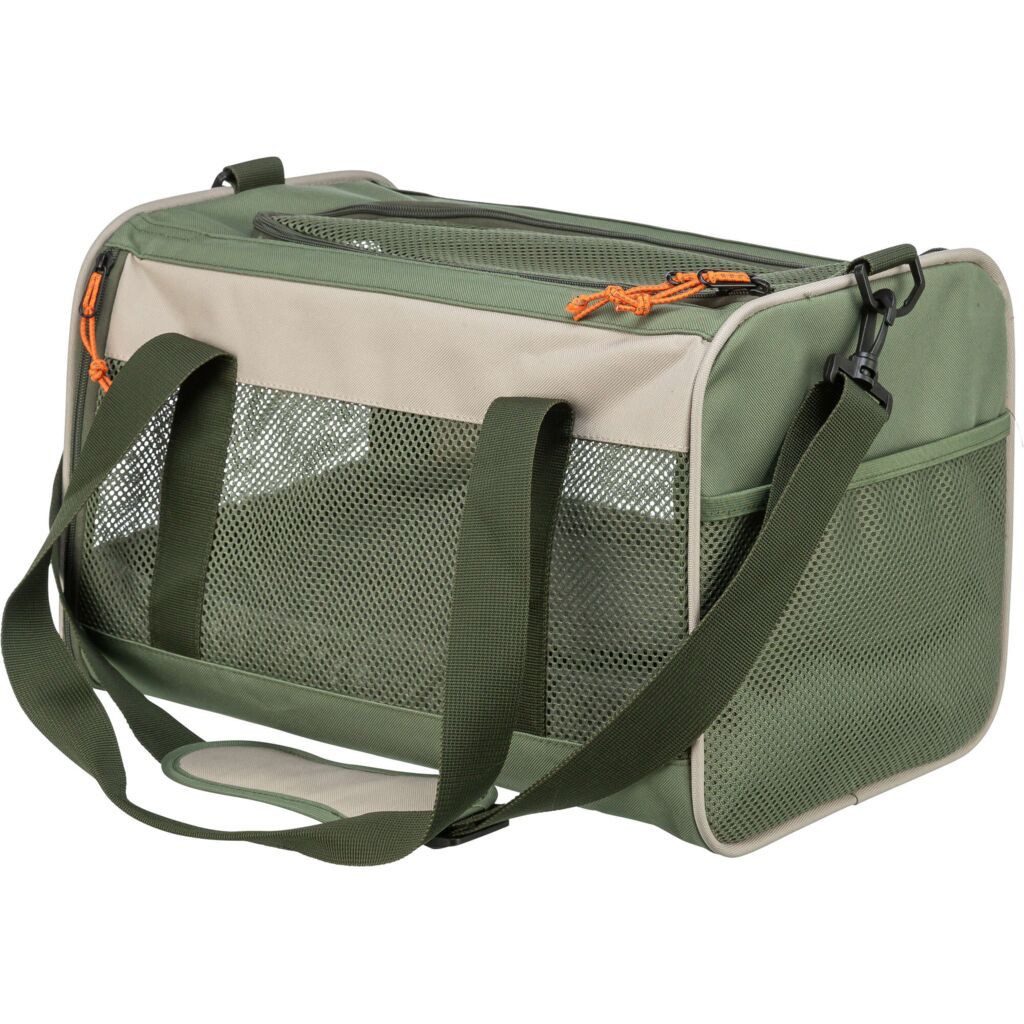TRIXIE Tiertransporttasche Hundetransporttasche Marlon mit Netzeinsätzen - beige/olivgrün - 27 ×