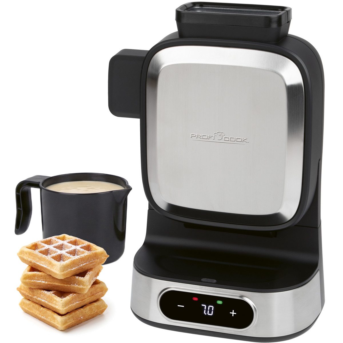 ProfiCook Waffeleisen PC-WA 1350, vertikales Waffeleisen Belgische Waffel, Antihaft