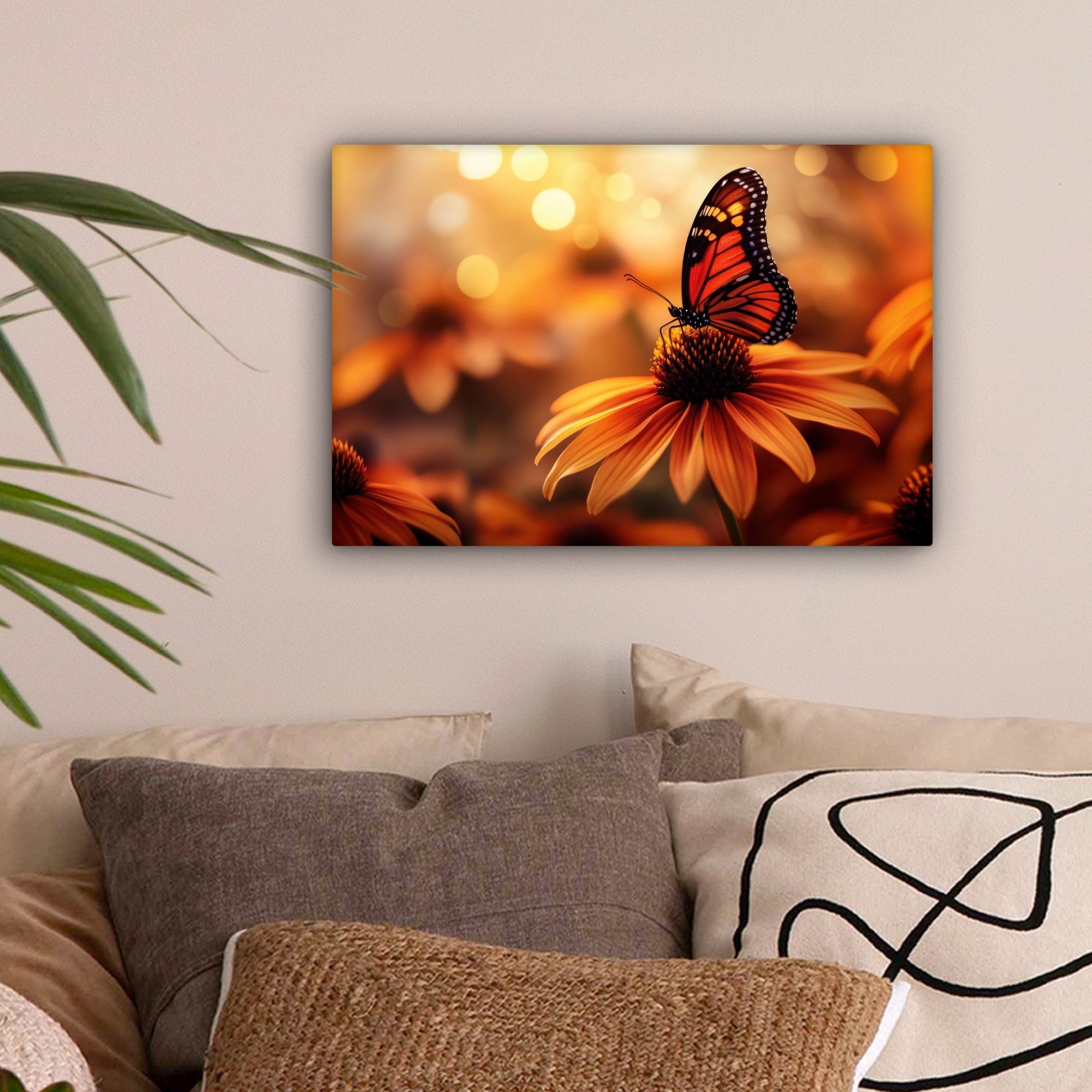OneMillionCanvasses® Leinwandbild Schmetterling - Blumen - günstig online kaufen