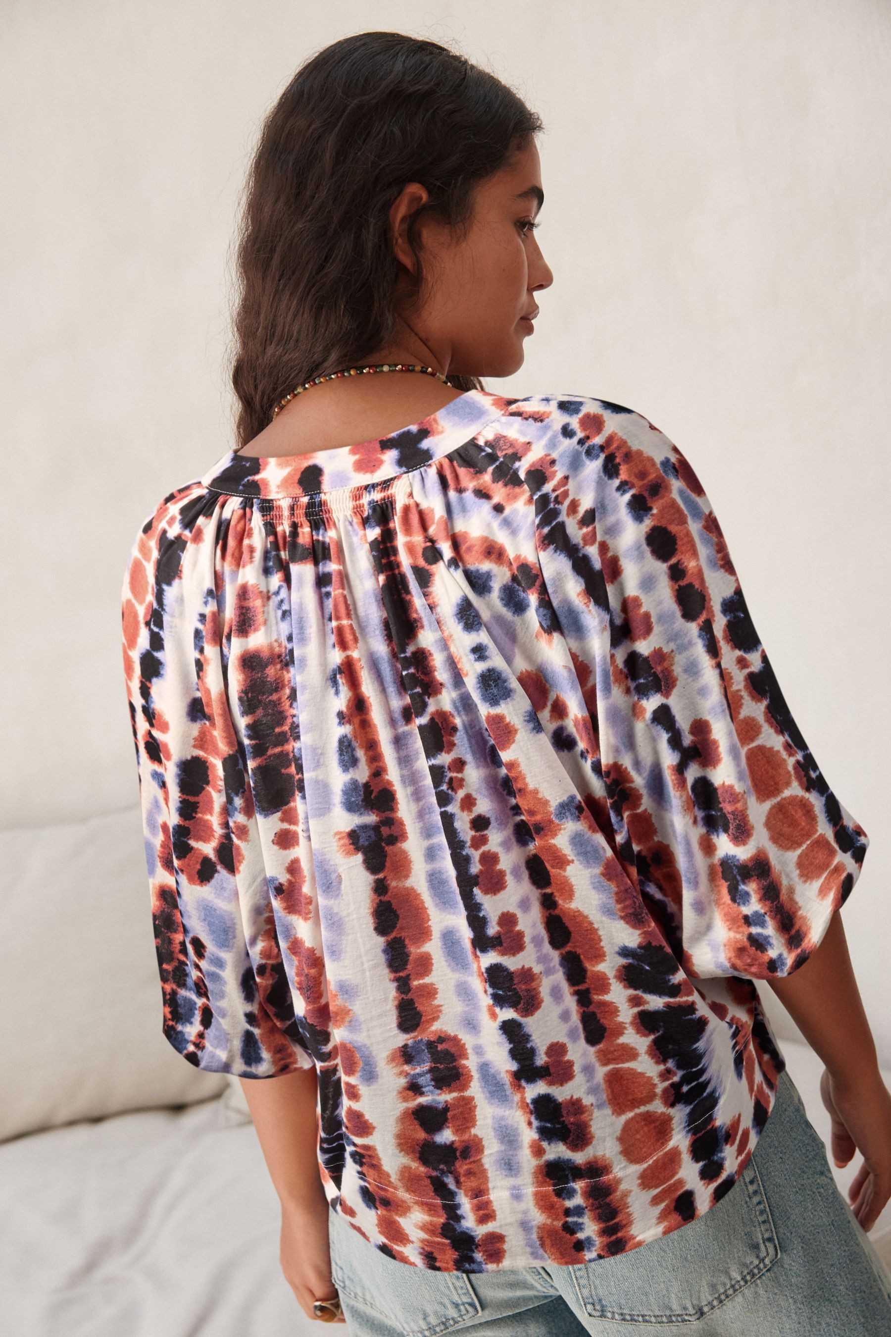 Next Shirtbluse Bluse mit V-Ausschnitt und Volumen-Ärmeln (1-tlg) günstig online kaufen