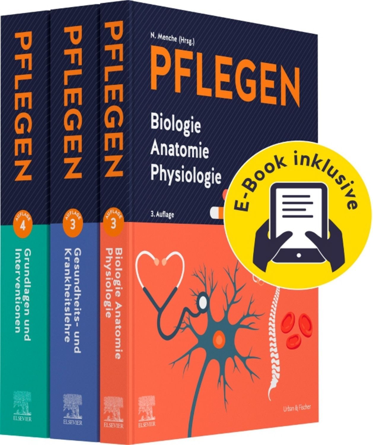 PFLEGEN Lernpaket 3.A. + E-Books: Grundlagen - Anatomie - Krankheitsle / Christine Keller, Nicole Menche