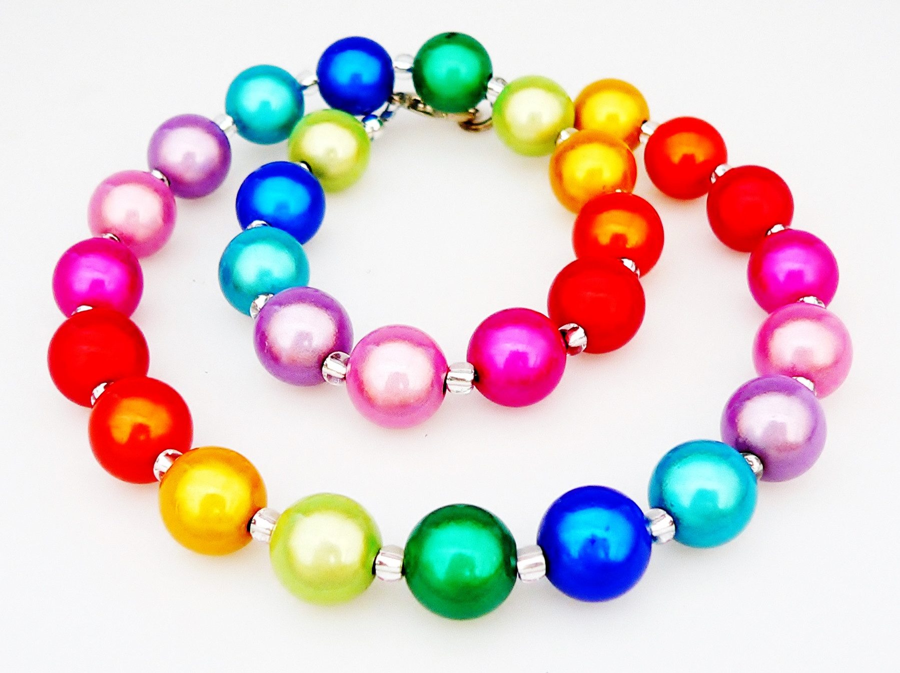traumschmuck Collier 149f Halskette Zauber Perle 3D Effekt glänzend 12mm bunt mehrfarbig (Geschenk, Muttertag, Weihnachten, Geburtstag, Valentinstag, incl. Schmuckbox), handgefertigt, Made in Germany