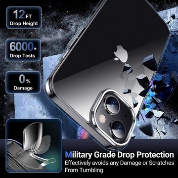 Tisoutec Smartphone-Hülle Hülle für iPhone 15 Pro Max/iPhone 15 Pro/iPhone 15 Plus/iPhone 15, 1 Handyhülle+2 Stück Schutzfolie/Nie Vergilbung/Militärischer Schutz
