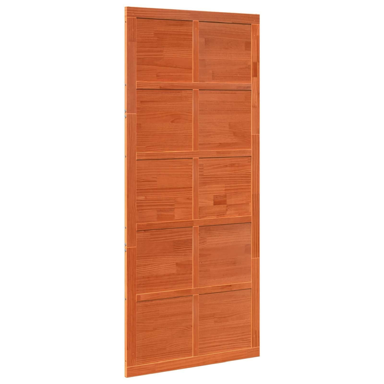 vidaXL Schiebetür Scheunentür Wachsbraun 90 x 2,5 x 208 cm Massives Kiefernholz (1-St)