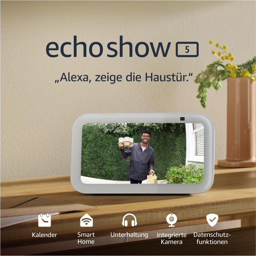 Amazon Echo Show 5 (Neueste Generation), Kompakter smarter Touchscreen Lautsprecher (15 W, Alexa Sprachsteuerung, Smart-Home-Steuerung)