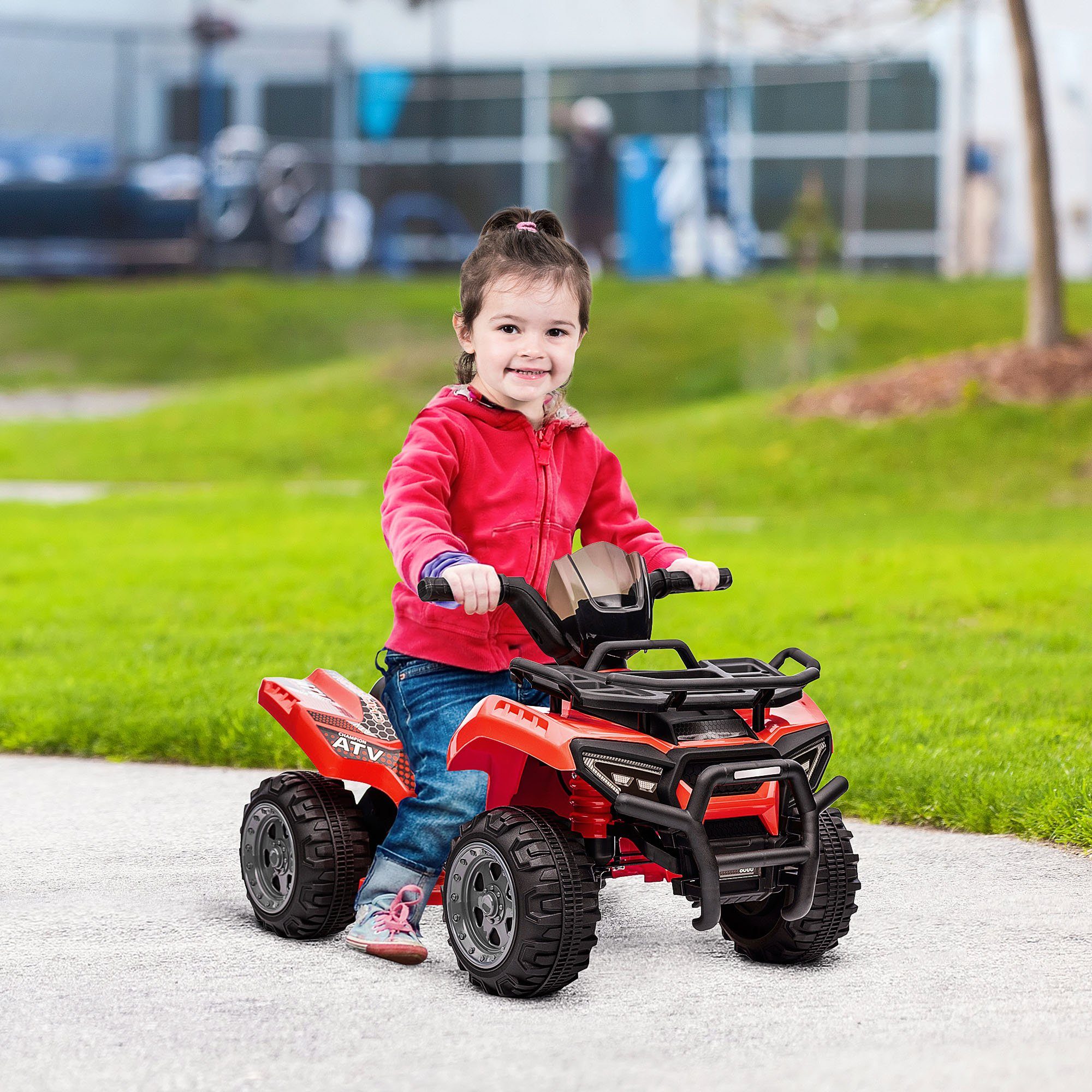 HOMCOM Elektro-Kinderquad Kinderfahrzeug Kindermotorrad Elektroquad, aus Metall, Belastbarkeit 25 kg, (1-tlg), für Kinder, Rot