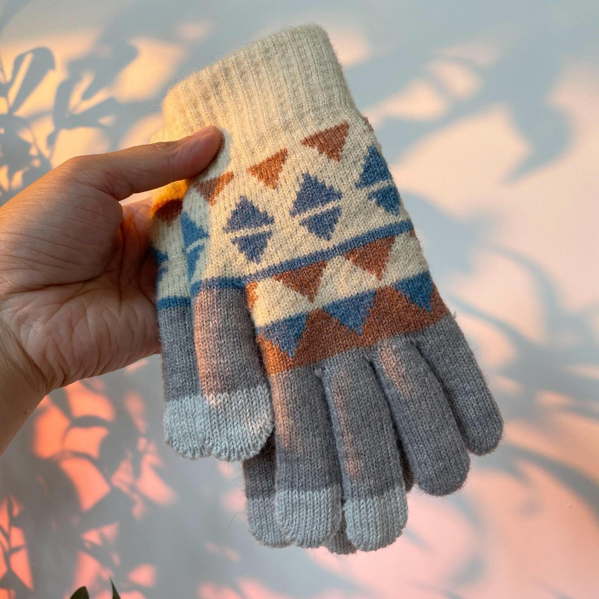 ZanMax Strickhandschuhe 1 Paar gestrickte Handschuhe Winter Warm Touchscreen Handschuhe Weiß