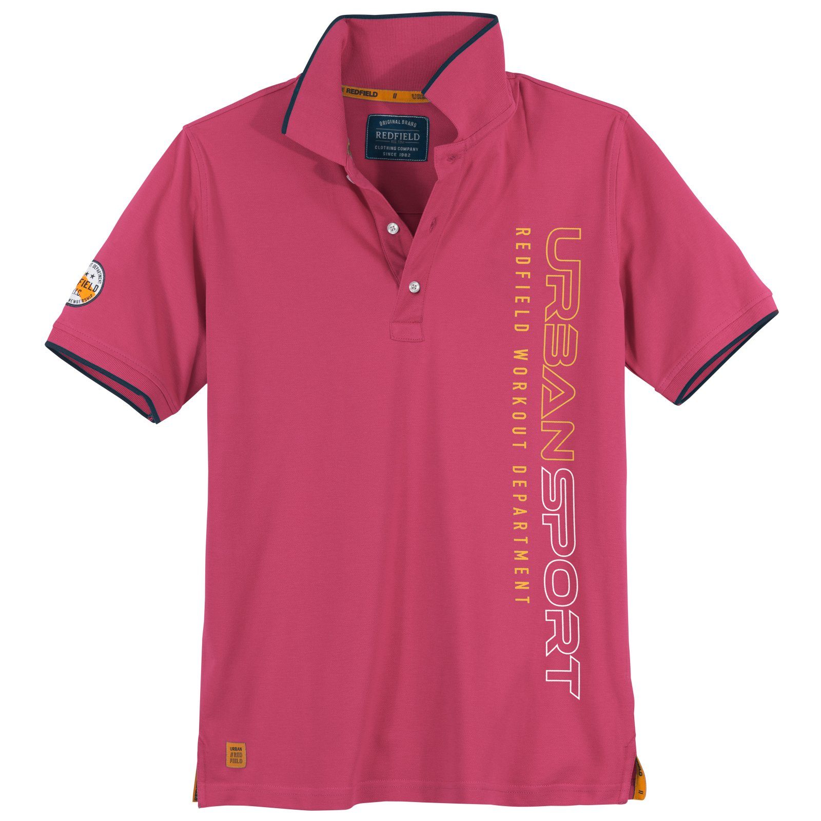 redfield Poloshirt Große Größen Poloshirt Vertikalprint fuchsia Redfield