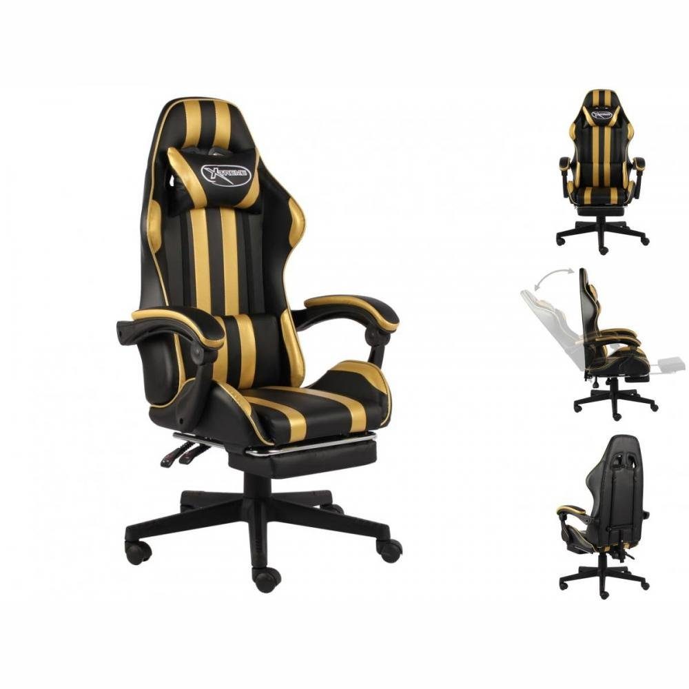 vidaXL Bürostuhl Gaming-Stuhl mit Fußstütze Schwarz und Golden Kunstleder Gaming Sessel