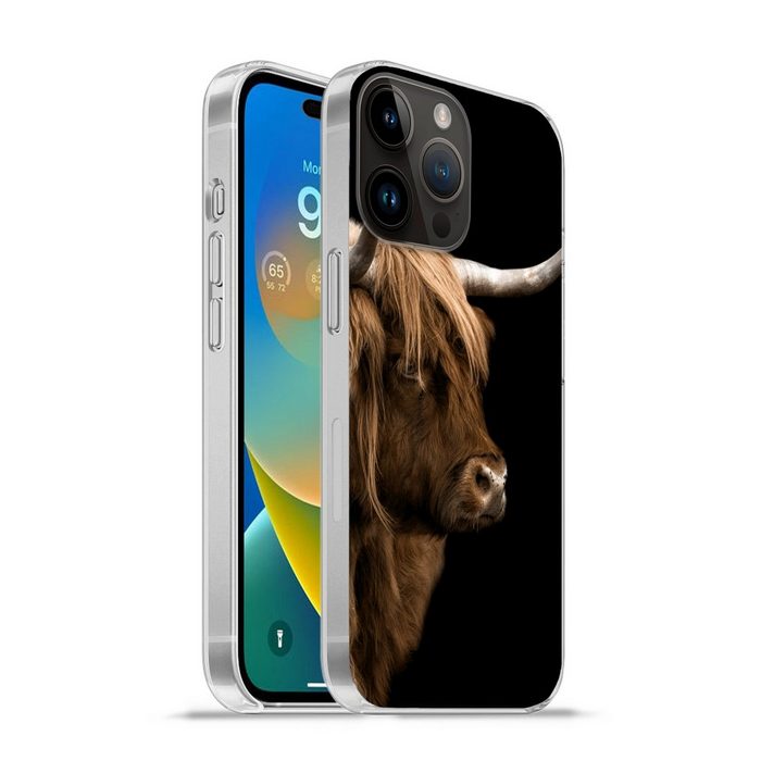 MuchoWow Handyhülle Schottischer Highlander - Kuh - Schwarz Handyhülle Telefonhülle Apple iPhone 14 Pro