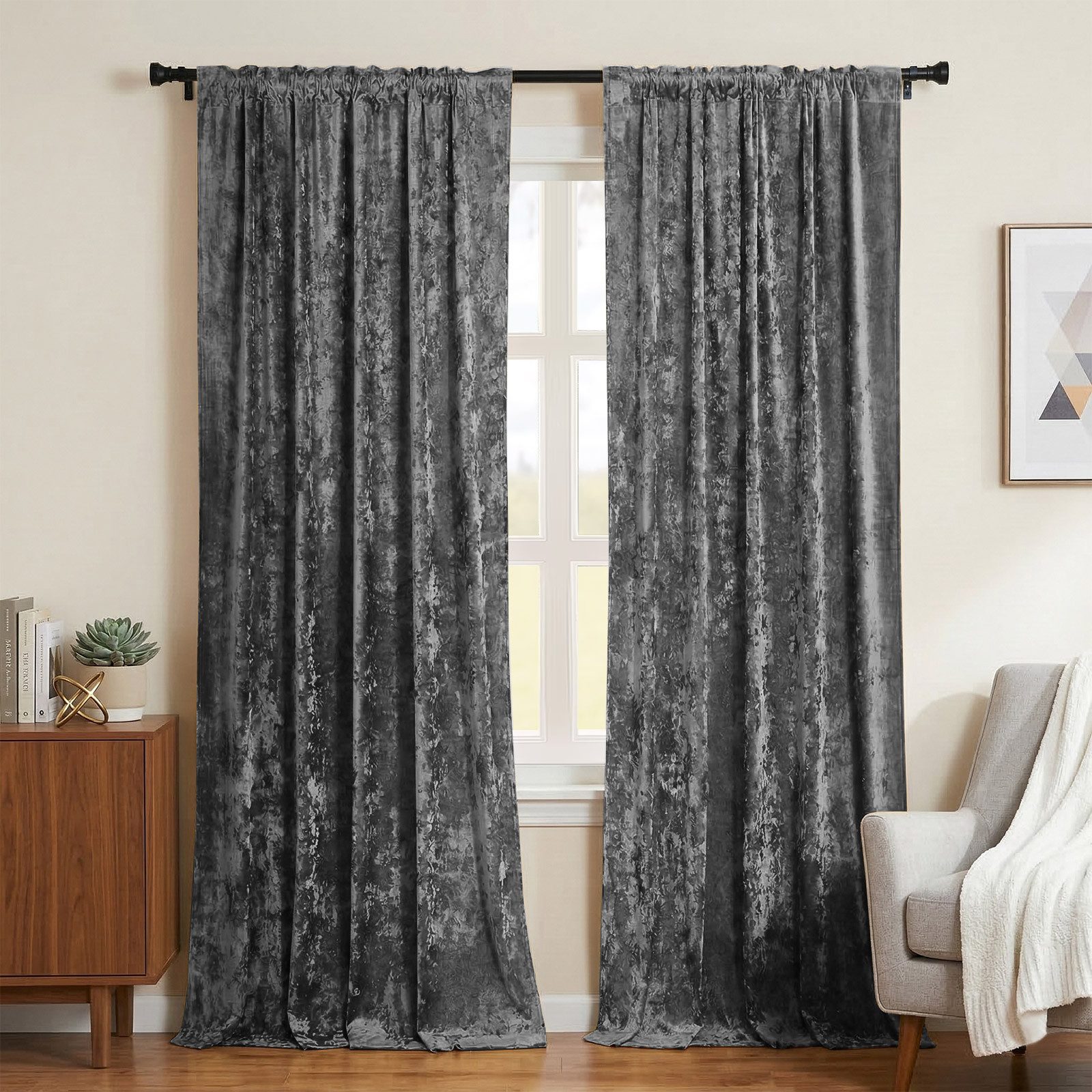 Lapamax Gardine Samtvorhang Kräuselband 2er set, Velvet Samt Curtains (2 St), Stangendurchzug, abdunkelnd, für Wohnzimmer Schlafzimmer