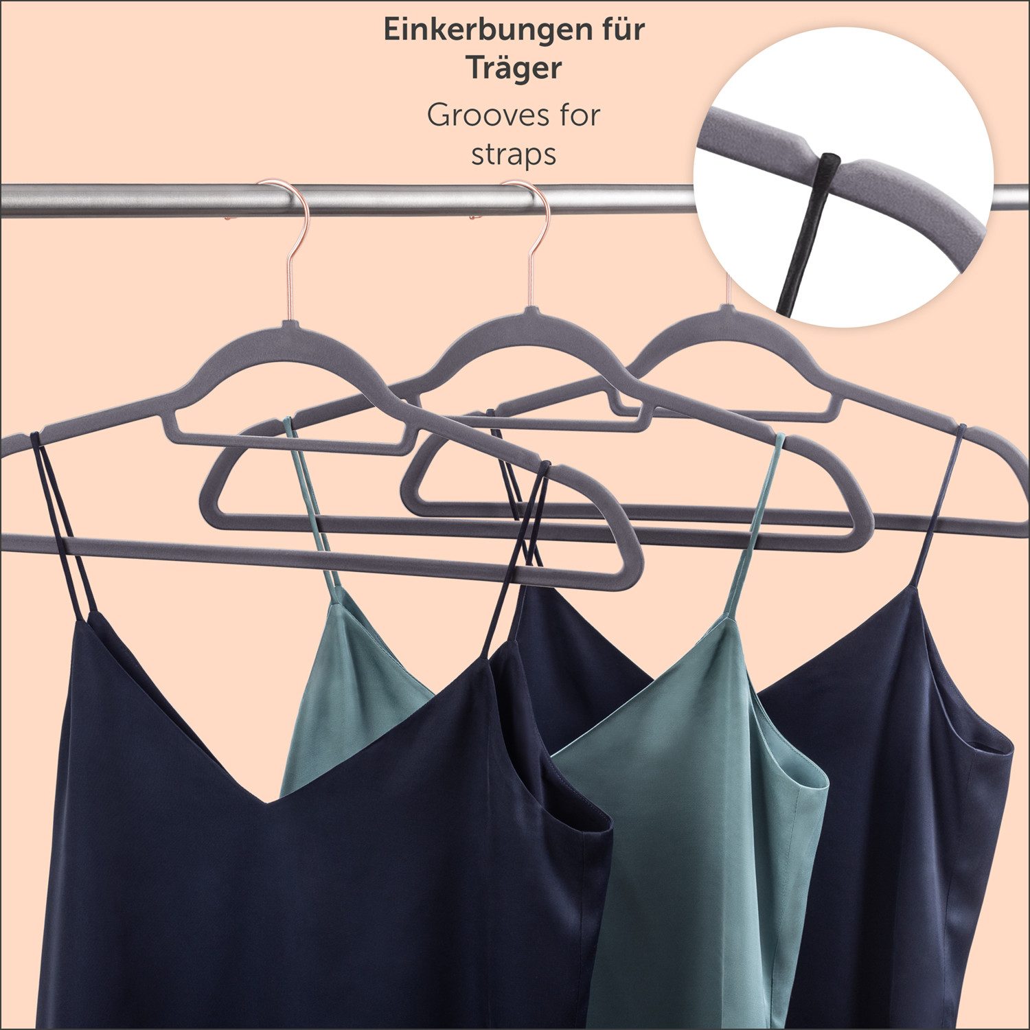Blumtal Kleiderbügel Rutschfest - Samtoptik - Platzsparend, (30-tlg), Premium inkl. Krawattenhalter, 360° drehbar, Anti-Rutsch Bügel – Bild 5 von 5