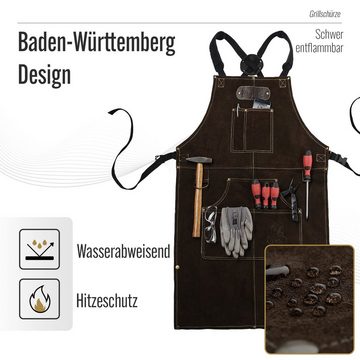 BLACK FOREST FOX Grillschürze Black Forest Fox ROUGH Büffel Rau Wild Leder Arbeitsschürze, Grillschü, Dunkelbraun