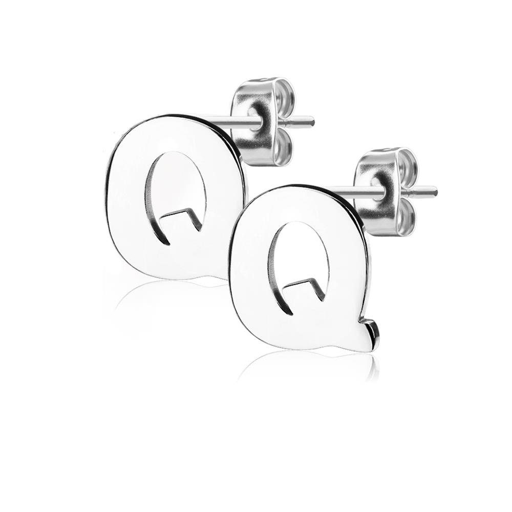 Q BUNGSA Ohrstecker-Set Ohrschmuck (2 aus Ohrstecker Ohrringe Stück), (1 2-tlg), Paar Buchstaben Silber Damen Edelstahl