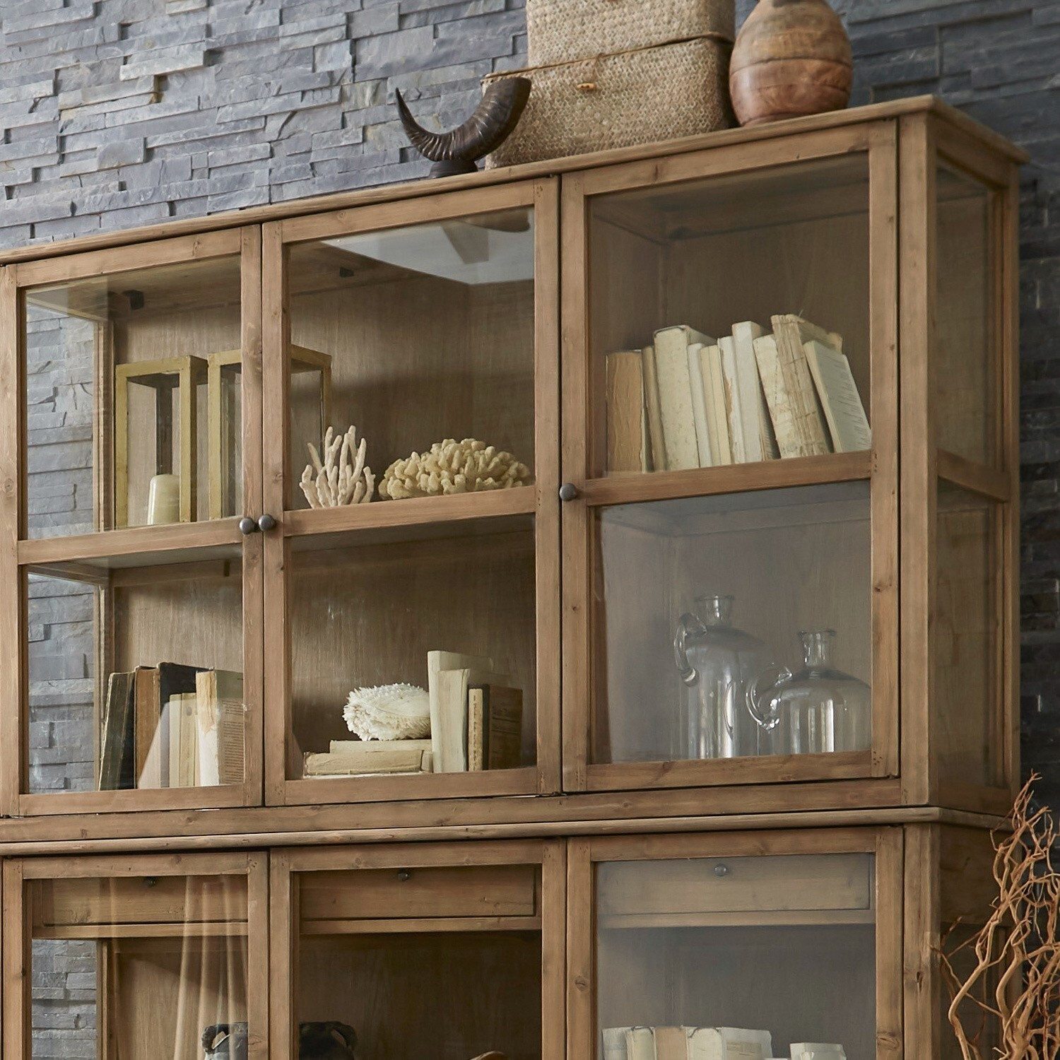 Mirabeau Vitrine Schrank Blaise antikbraun