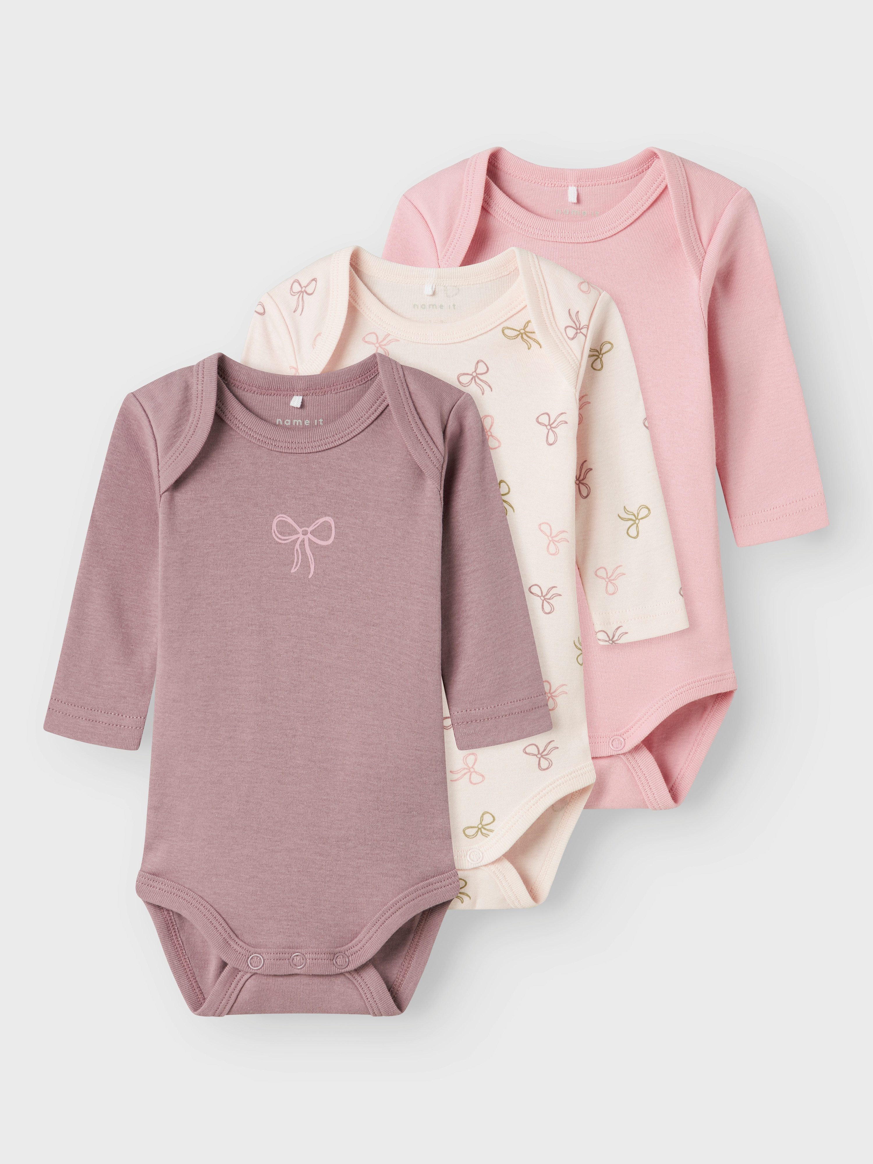 Name It Langarmbody NBFBODY 3P LS BARELY PINK BOW NOOS (Packung, 3-tlg)