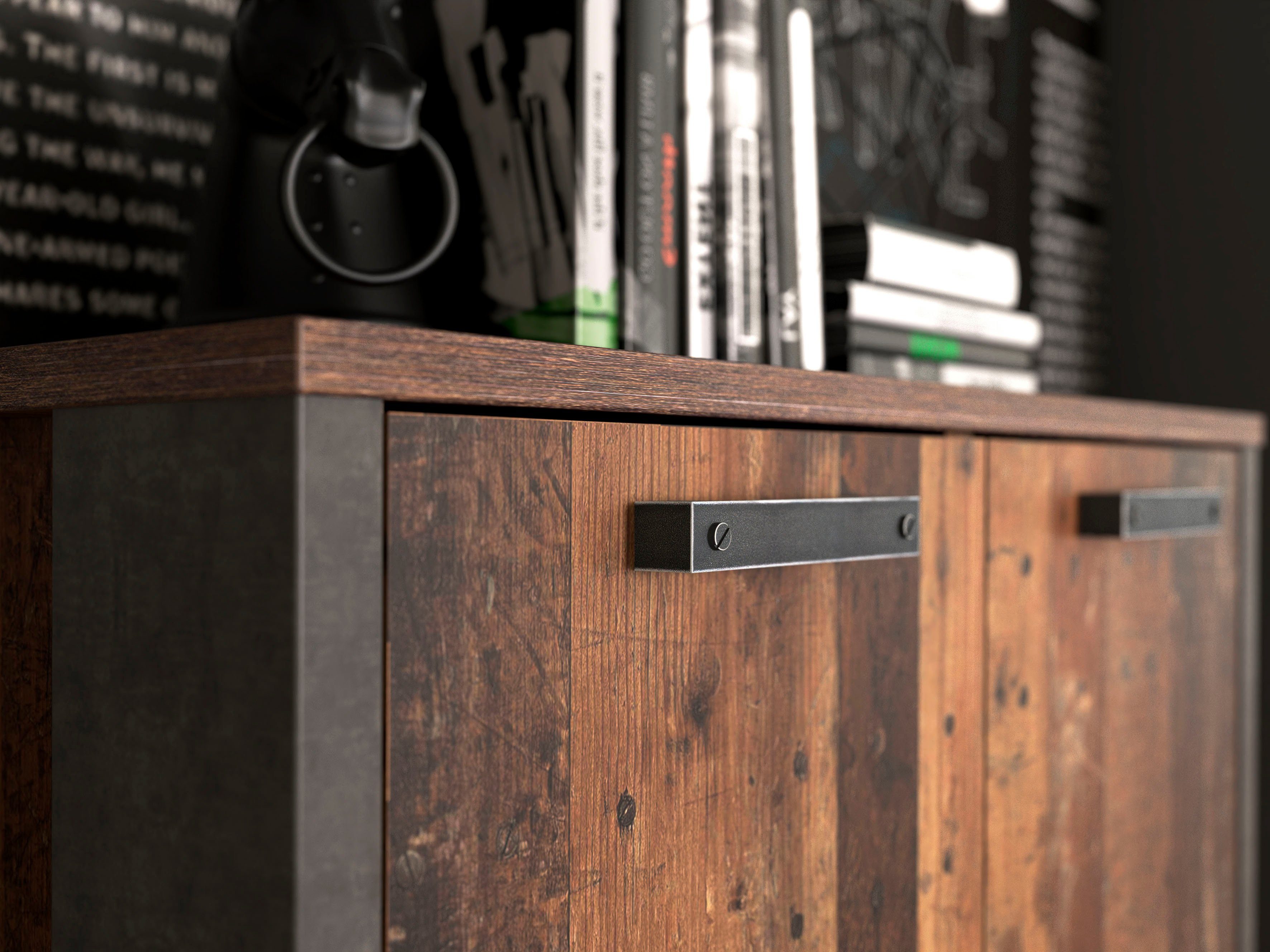 FORTE Kommode Clif, Aktenschrank im Industriestil, Breite 86 cm x Höhe 115 cm