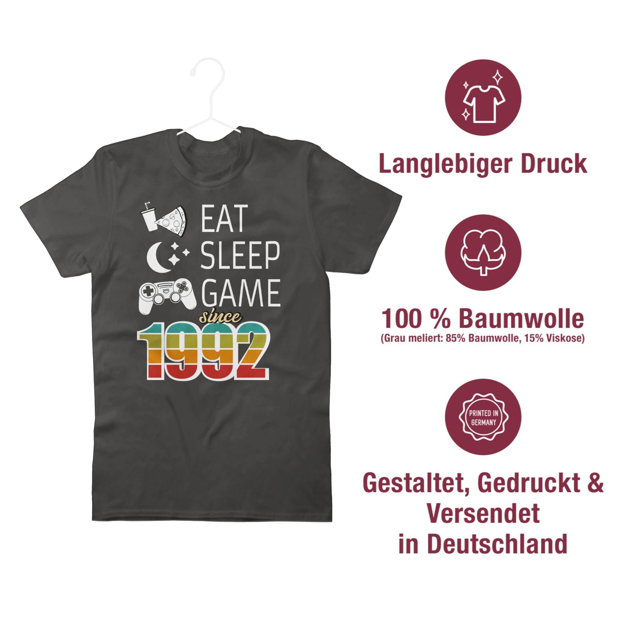 T-Shirt 03 Geburtstag since Game 1992 Eat 30. sleep Shirtracer Dunkelgrau