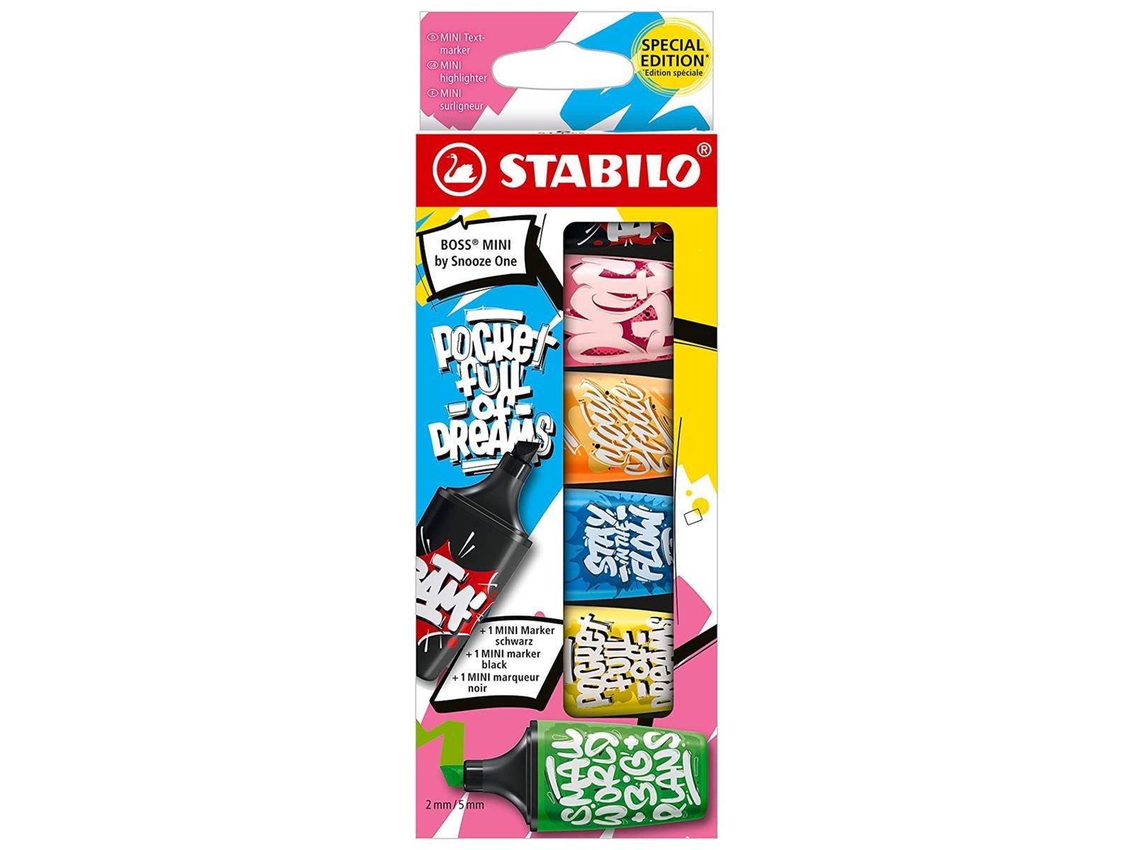 STABILO Marker STABILO BOSS MINI Textmarker by Snooze One - 2+5 mm - 6er Set