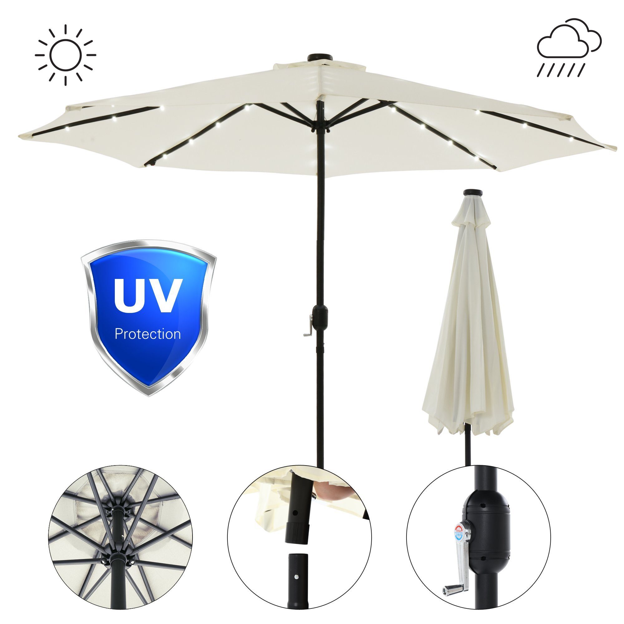 Melko Sonnenschirm Sonnenschirm Markt Ø 3m günstig online kaufen