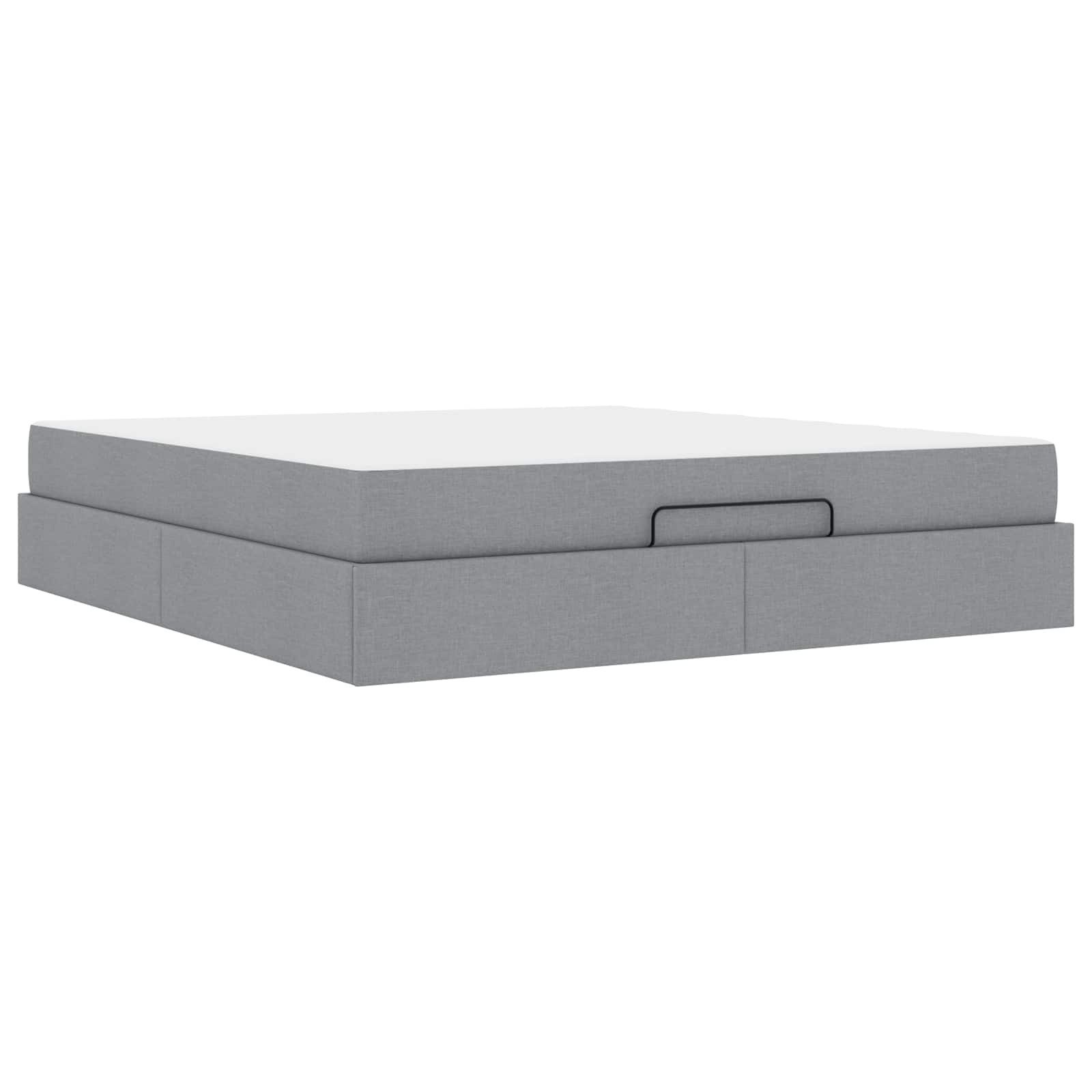 Bett Bettgestell mit Matratze 2 pcs Hellgrau Stoff
