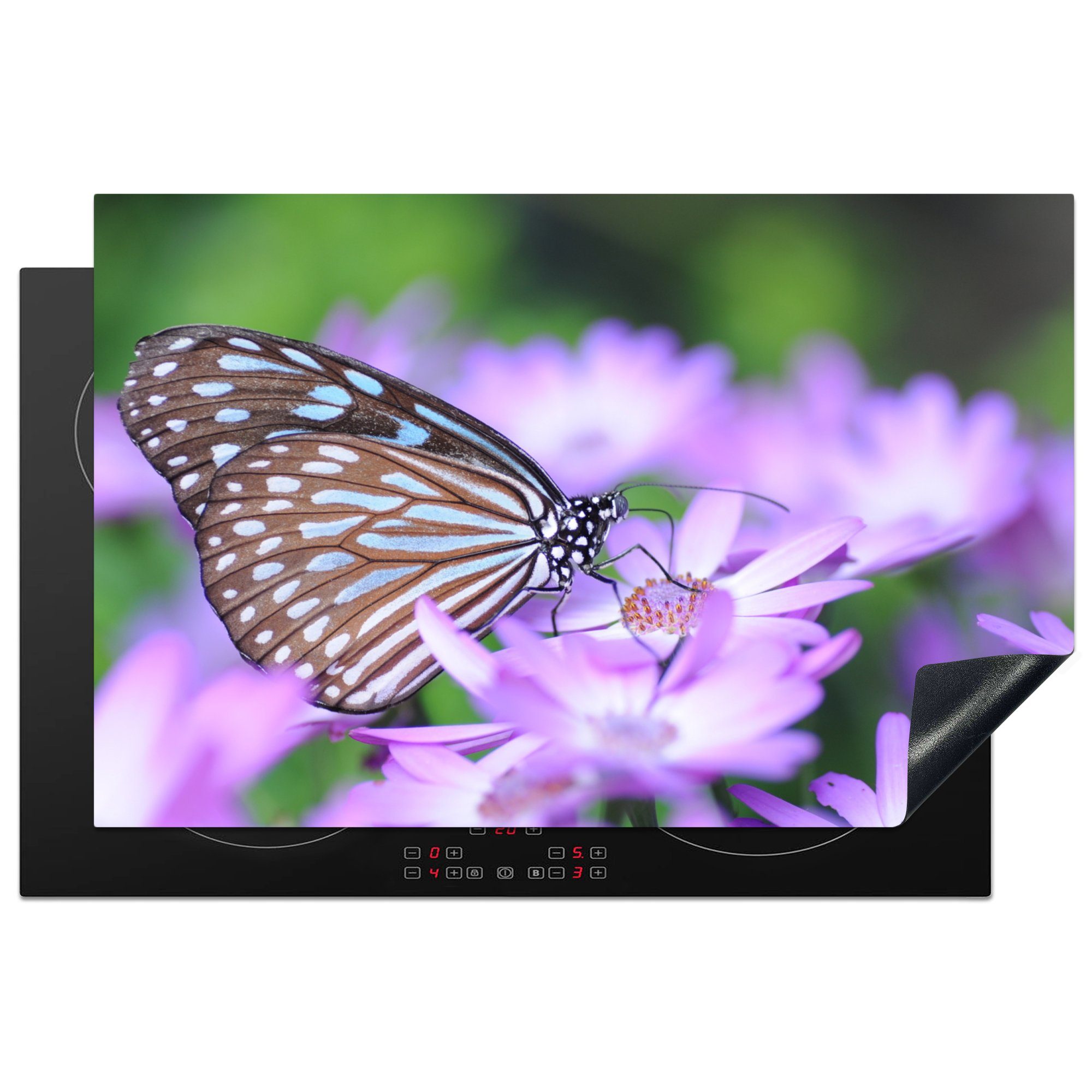 MuchoWow Herdblende-/Abdeckplatte Schmetterling Schutz die Ceranfeldabdeckung - Blume für tlg), Vinyl, küche, Pflanzen, (1 81x52 - cm, Induktionskochfeld