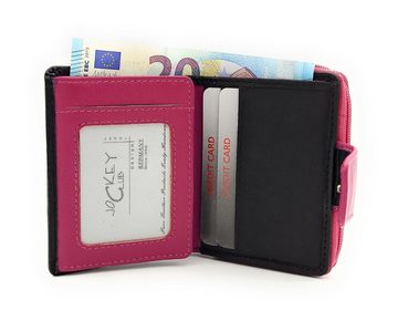 JOCKEY CLUB Mini Geldbörse, aus echtem Leder mit Außenriegel und RFID Schutz